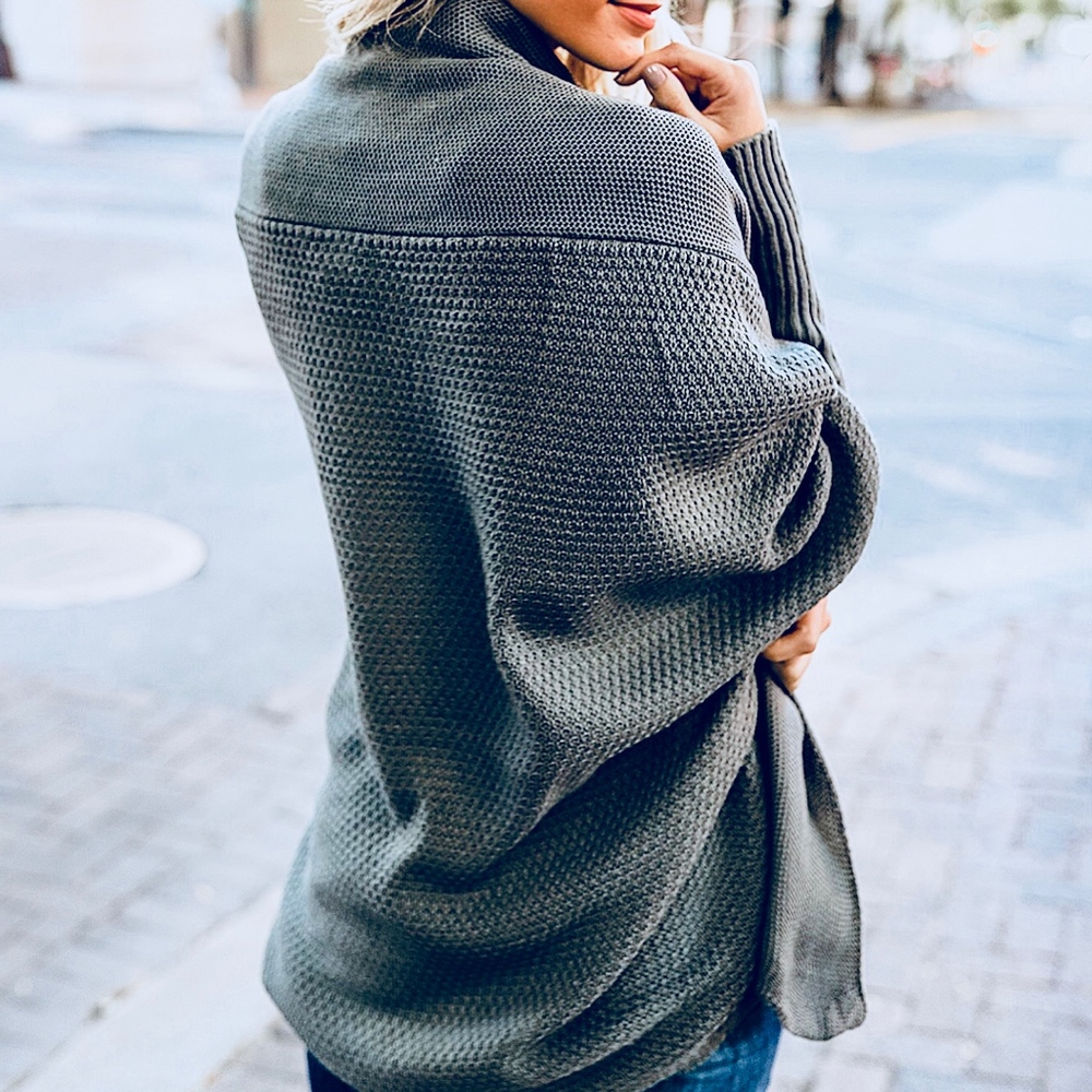 Dark Sage Dolman Cardigan - Picture 2 of 4